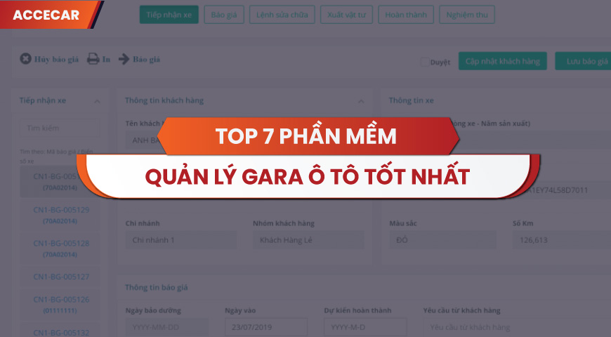 phần mềm quản lý gara ô tô miễn phí